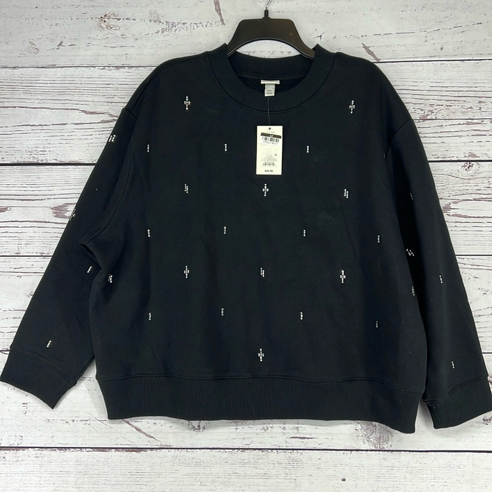 Women’s Rhinestone sweatshirt A New Day Black XXL NWT